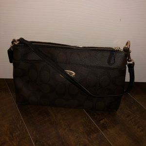 Coach small satchel handbag brown